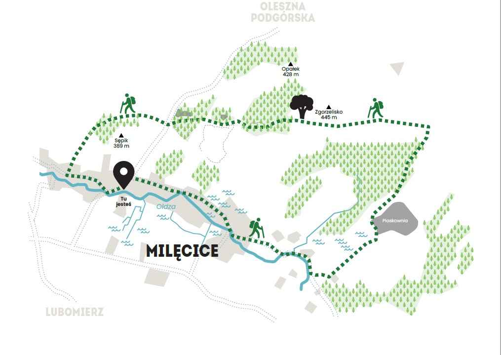 mapka trasy nr1 w Milęcicach